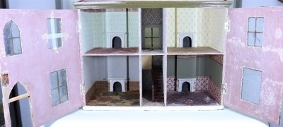 A large painted wooden dolls house for restoration, English, mid 19th century, - 2