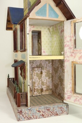 Two painted wooden dolls houses in the German style, - 5