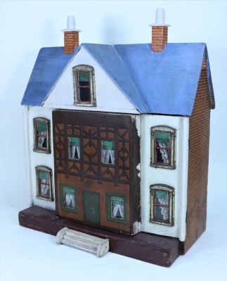 Two painted wooden dolls houses in the German style, - 6