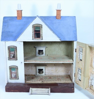 Two painted wooden dolls houses in the German style, - 7