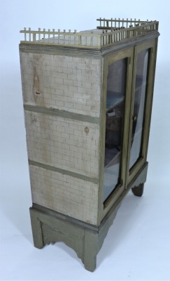 A charming early English dolls house cupboard with balustrade roof, English, 19th century, - 3