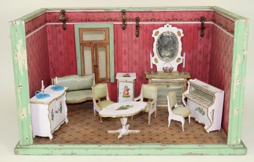 A painted wooden room set with a good set of Victor-Francois Bolant wooden dining room furniture, circa 1885,