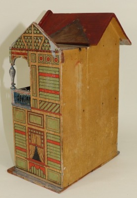 Two dolls houses including a Moritz Gottschalk wood and paper lithographed blue roof dolls house, German circa 1905, - 5