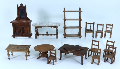 A good amount of Victorian German wooden Dolls House furniture, - 2