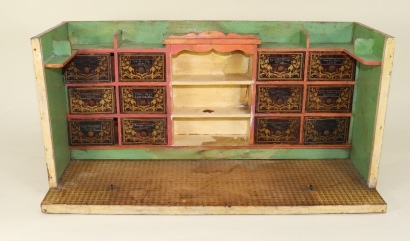 Two Christian Hacker grocery store room sets, German 1890s,