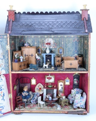 ‘Ivy Villa’ a painted wooden dolls house and contents, English circa 1890, - 2