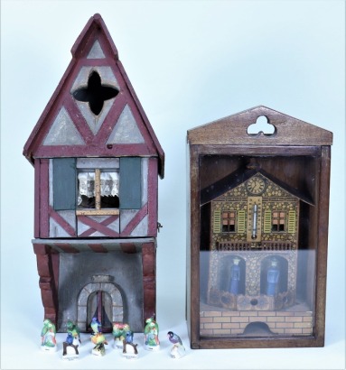 A card and paper lithographed weather vane house, German circa 1890,