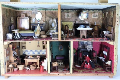 &lsquo;Myrtle Lodge&rsquo; a painted wooden dolls house and contents, English circa 1892, - 2