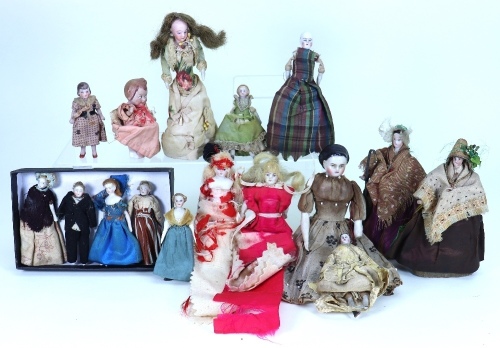 Collection of various Dolls House dolls, late 19th early 20th century,