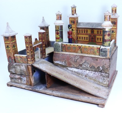 Two German wooden toy Forts, - 2