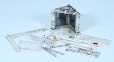 Set of carved bone dolls house furniture, mid 19th century, - 2