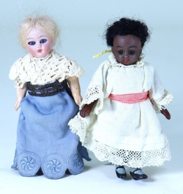 A miniature Simon & Halbig bisque head black doll, German circa 1890,