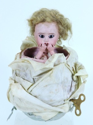 A rare Roulette and Decamps doll in rose automata, French circa 1900,