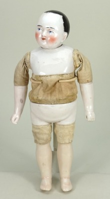 A rare glazed china Motschmann baby, German 1850s, - 3