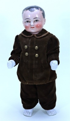 A large Frozen Charlotte ‘bathing doll’, glazed china doll, German circa 1860,