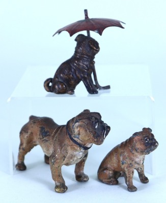 Three lead painted miniature dogs, German 1920s, - 2