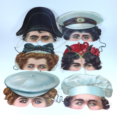 Collection of ten Tuck’s chromolithographed part Half-Masks, Raphael Tuck & Sons circa 1900,