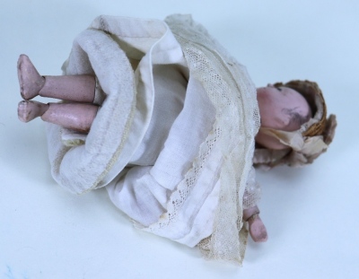 A very sweet small Sonneberg Taufling ‘Motschmann’ papier-mache baby doll, German circa 1860, - 2