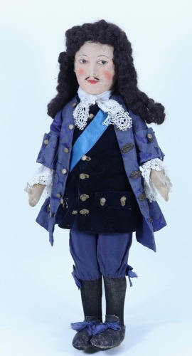 A very rare Chad Valley King Charles II cloth doll, English 1930s,