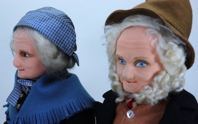 Norah Wellings Old Man and Old Woman felt character dolls, English 1930’s, - 2