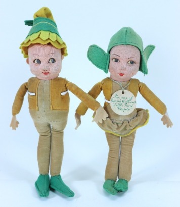 A pair of ‘Norah Wellings Little Pixie People’ cloth dolls, English 1930s,