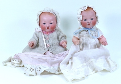 Two A.M bisque head Dream Babies, 1920s,