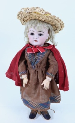 A J.D Kestner 129 bisque head doll in original clothes, German circa 1905,