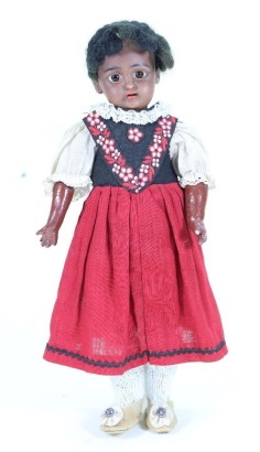 A small Simon & Halbig 1079 black bisque head doll, German circa 1910,