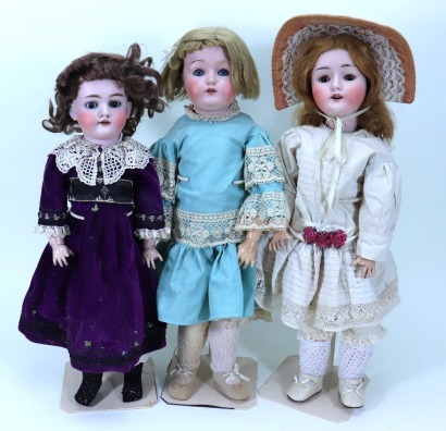 A Walkure bisque head girl doll and two others, German circa 1910,