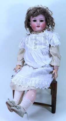 A large A.M 390 bisque head girl doll, German circa 1915,