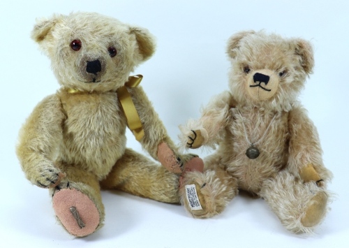 Two golden mohair Teddy bears Deans mouse eared bear and Merrythought shaggy mohair bear, English 1930s/50s,