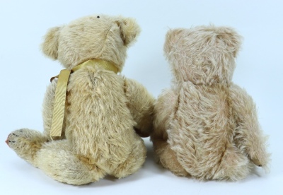 Two golden mohair Teddy bears Deans mouse eared bear and Merrythought shaggy mohair bear, English 1930s/50s, - 2