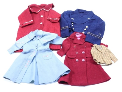 Six various dolls coats,