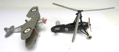 Neatly made copies of Britains Biplane and Army Autogiro - 2