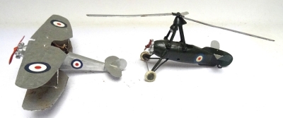 Neatly made copies of Britains Biplane and Army Autogiro - 4