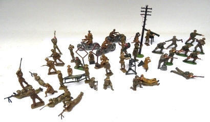 Crescent, Timpo and Hill WWII khaki British Infantry with 1930s hand carried cannon