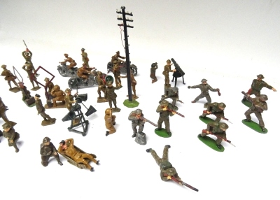 Crescent, Timpo and Hill WWII khaki British Infantry with 1930s hand carried cannon - 4