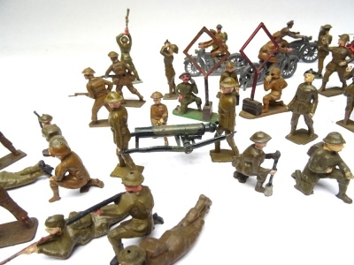 Crescent, Timpo and Hill WWII khaki British Infantry with 1930s hand carried cannon - 8