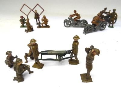 Crescent, Timpo and Hill WWII khaki British Infantry with 1930s hand carried cannon - 9
