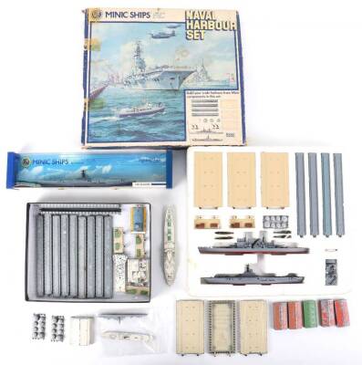 Tri-ang Minic ships, boxed H.M.S Bulwark, boxed naval harbour set - 2