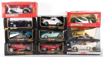 Ten 1:18 scale Boxed Diecast Cars