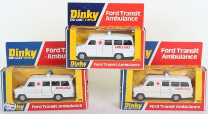 Three Dinky 276 Ford Transit Ambulances