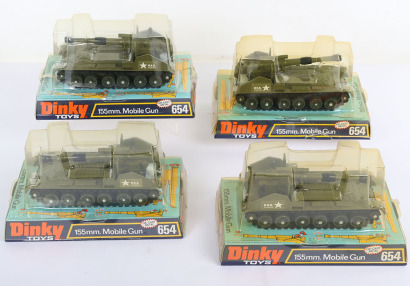 Four Dinky Toys Military 654 USA 155mm Mobile Guns