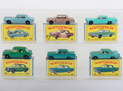 Six Matchbox Lesney Regular wheels