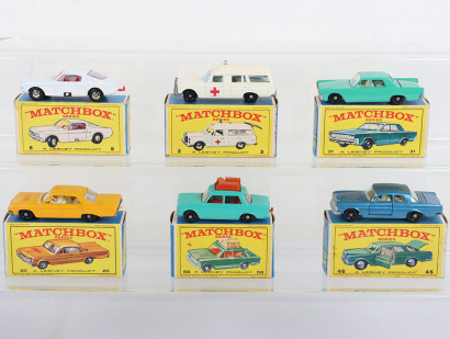 Six Matchbox Lesney Regular wheels