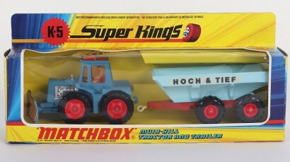 Scarce Matchbox SuperKings K-5 Muir Hill Tractor and Trailer German Export Issue HOCH & TIEF