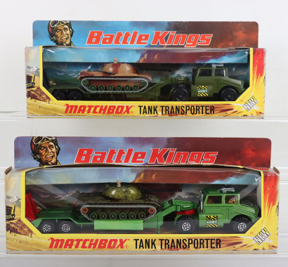 Two Matchbox Battle Kings Tank Transporters