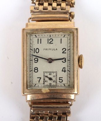 A gentleman’s 9ct gold Primula Tank style wristwatch