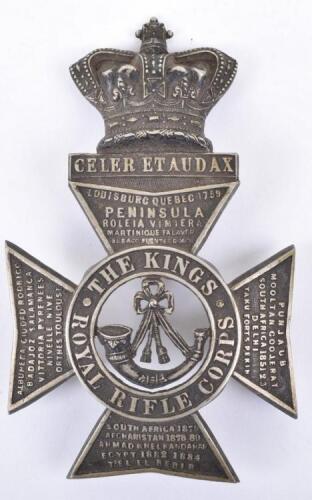 Victorian Kings Royal Rifle Corps NCO’s Helmet Plate