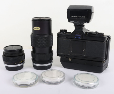 A Black Olympus OM-2 Spot/Program Camera and Lenses - 3